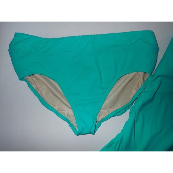 Lands' End Womens 14 Tankini Top Swim Swimsuit Aqua Green Ruffle Underwire 2pc - Picture 2 of 9